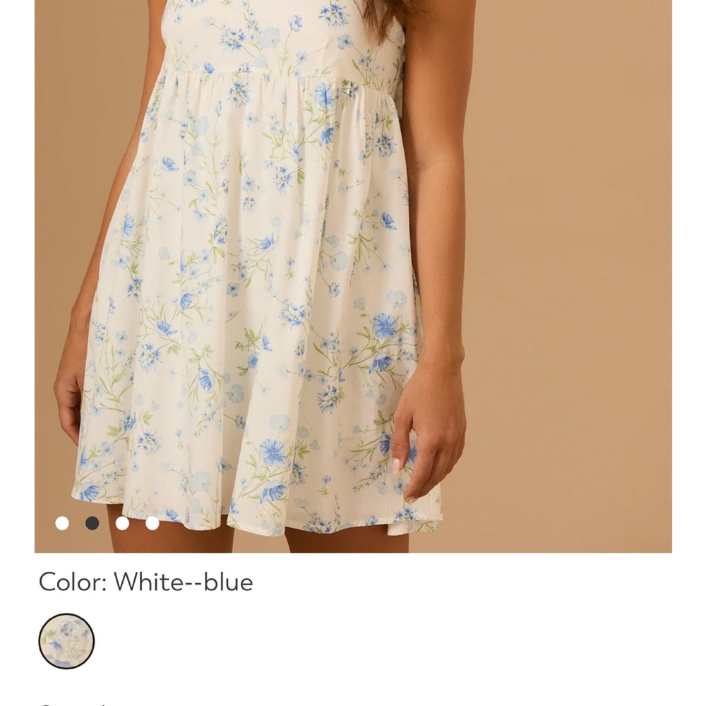 Altar'd State White and Blue Ruched Sundress